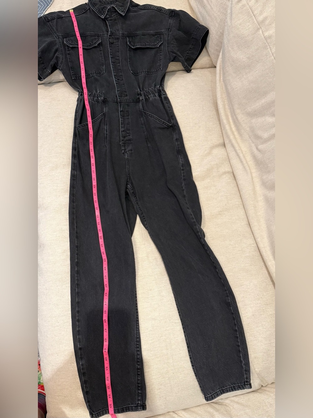 We the Free, Free People Black Denim Button up Jumpsuit, XS - Picture 4 of 10